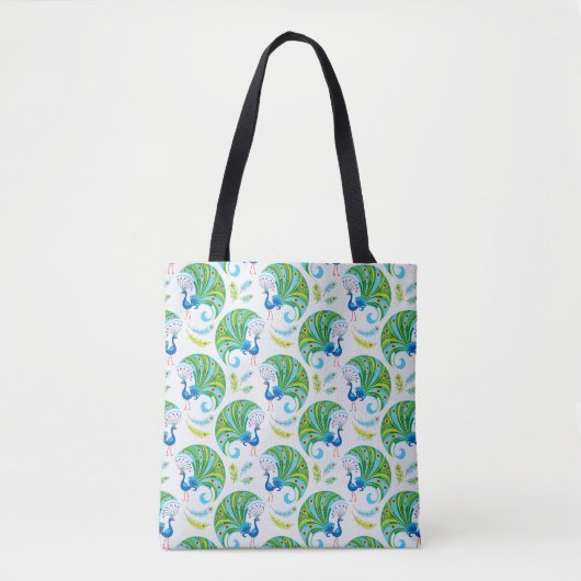 Pfau- und Federnmuster Tasche (Vorderseite)