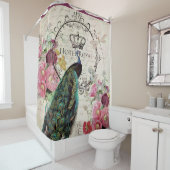 Pfau und Frühlingsblumen Duschvorhang (Beispiel)