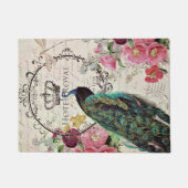Pfau und Frühlingsblumen Fußmatte (Vorderseite)