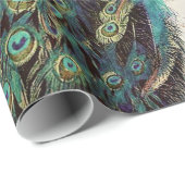 Pfau und Frühlingsblumen Geschenkpapier (Rolleneckpunkt)