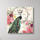 Pfau und Frühlingsblumen Leinwanddruck (Vorderseite)