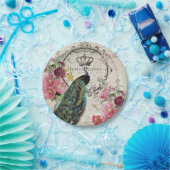Pfau und Frühlingsblumen Pappteller (Party)