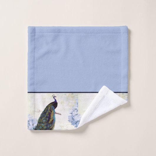 Pfau und Hydrangea Badehandtuch Set (Waschlappen)