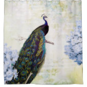 Pfau und Hydrangea Duschvorhang (Vorderseite)