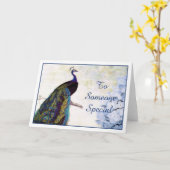 Pfau und Hydrangea Karte (Gelbe Blume)