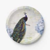 Pfau und Hydrangea Pappteller (Vorderseite)