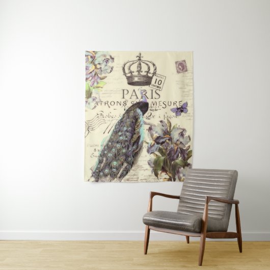 Pfau und Iris Wandteppich (Beispiel)