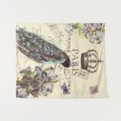 Pfau und Iris Wandteppich (Vorderseite (Horizontal))