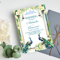 Pfau und Jasmin-Hochzeitsvorlage
