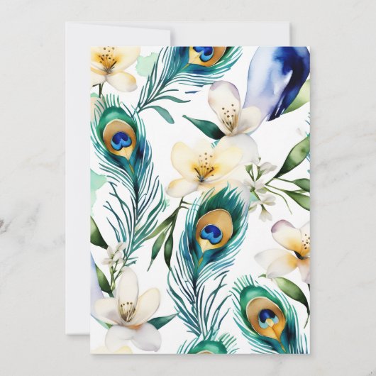 Pfau und Jasmin-Hochzeitsvorlage Einladung (Rückseite)