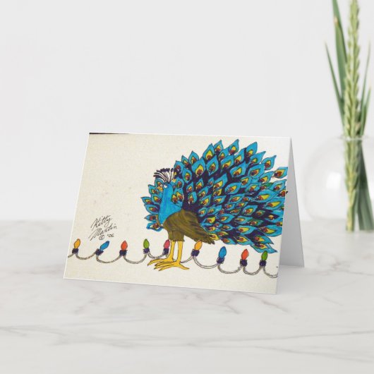 Pfau und Licht Feiertagskarte (Vorderseite)