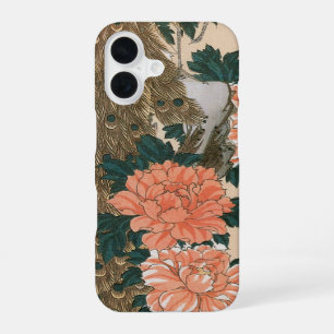 Pfau und Päonien von Hiroshige, japanische Kunst iPhone 16 Hülle