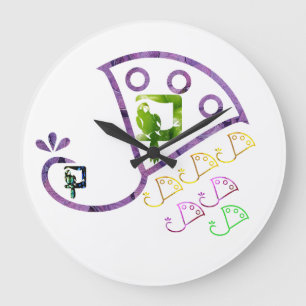 Pfau und Papagei Große Wanduhr