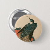 Pfau und Pfaue von Hiroshige, japanische Kunst Button (Vorne & Hinten)
