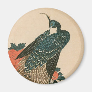 Pfau und Pfaue von Hiroshige, japanische Kunst Magnet