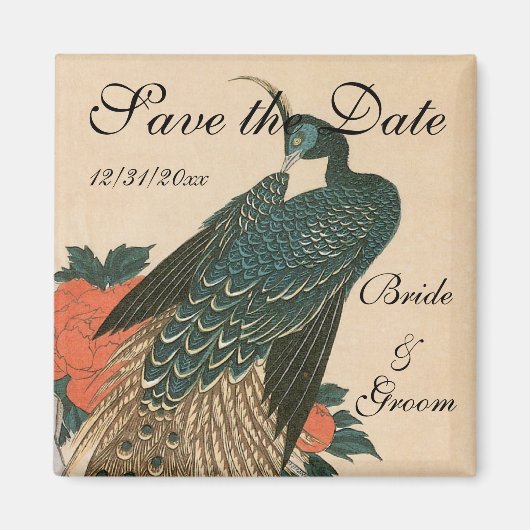 Pfau und Pfaue von Hiroshige Wedding Magnet (Vorne)