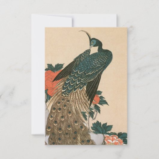 Pfau und Pfaue von Hiroshige Wedding RSVP Karte (Vorderseite)