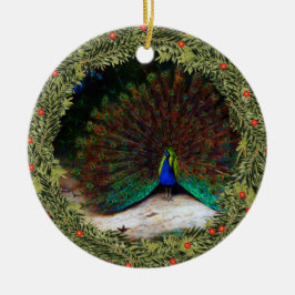 Pfau und Pfauenschmetterling Keramik Ornament