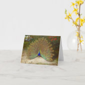 Pfau und Pfauenschmetterling, KunstIllustration Karte (Gelbe Blume)