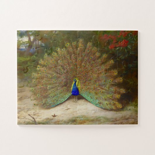 Pfau und Pfauenschmetterling, KunstIllustration Puzzle (Horizontal)