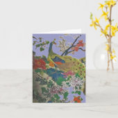 Pfau und Pfingstrose Karte (Gelbe Blume)