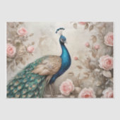 Pfau und romantische Rose - Entkopplung - Seidenpapier (Vorderseite)