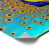 Pfau und Rose breites Poster (Ecke)