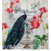 Pfau und Rose Duschvorhang (Vorderseite)