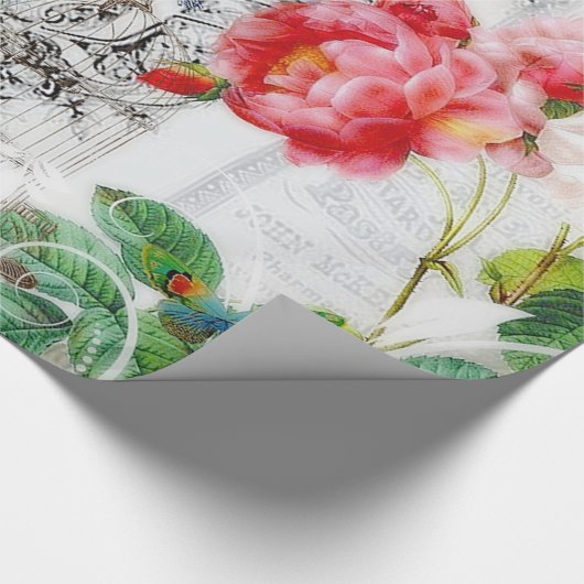 Pfau und Rose Geschenkpapier (Ecke)