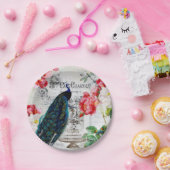 Pfau und Rose Pappteller (Party)