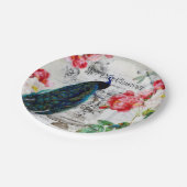 Pfau und Rose Pappteller (Schrägansicht)