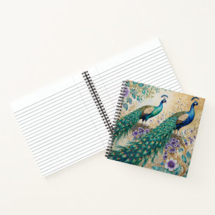 Pfau und Rosen florale Wasserfarbe Notizblock