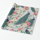 Pfau und Rosen Geschenkpapier (Ungerollt)