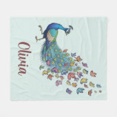Pfau und Schmetterling Fleecedecke (Vorderseite (Horizontal))