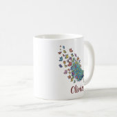 Pfau und Schmetterling Kaffeetasse (VorderseiteRechts)
