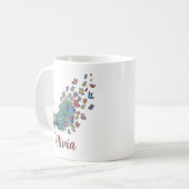Pfau und Schmetterling Kaffeetasse (Vorderseite Links)