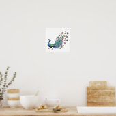 Pfau und Schmetterling Poster (Küche)