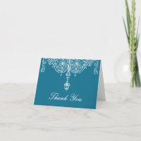 Pfau und weiße Schriftrolle Dankeschön-Karte