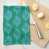 Pfau versieht, Aqua auf Türkis/Pfau mit Federn Handtuch (Viertel Falte)