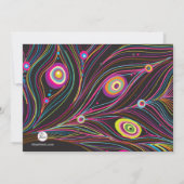 Pfau versieht Einladung mit Federn (Rückseite)