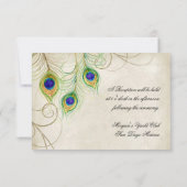 Pfau versieht Empfangs-Einladungs-Karte mit Federn Einladung (Rückseite)