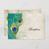 Pfau versieht Empfangs-Einladungs-Karte mit Federn Einladung (Vorne/Hinten)