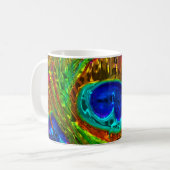 Pfau versieht GlasTasse der kunst-1 mit Federn Kaffeetasse (Vorderseite Links)