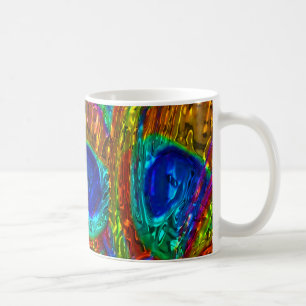 Pfau versieht GlasTasse der kunst-1 mit Federn Kaffeetasse