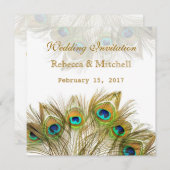 Pfau versieht Hochzeit mit Federn Einladung (Vorne/Hinten)