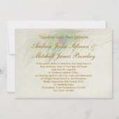 Pfau versieht Hochzeit mit Federn Einladung (Rückseite)