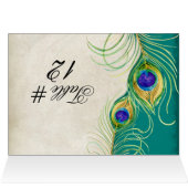 Pfau versieht Hochzeits-Tabellen-Zelt-Karte mit (Innenansicht Horizontal (Oben))