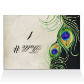 Pfau versieht Hochzeits-Tabellen-Zelt-Karte mit (Innenansicht Horizontal (Oben))