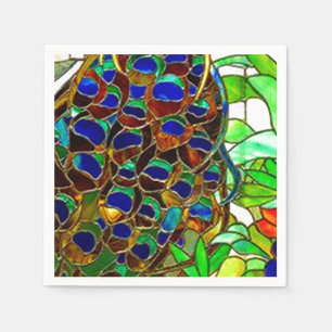 Pfau versieht Mosaik-Buntglas-Fenster mit Federn Serviette