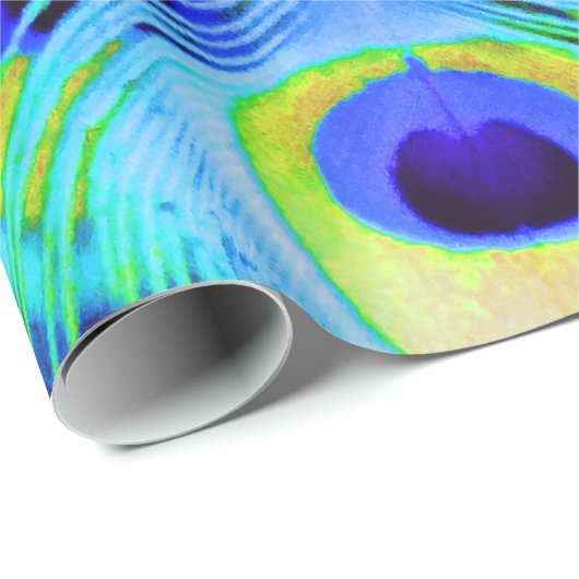 Pfau versieht multi Farben mit Federn Geschenkpapier (Rolleneckpunkt)